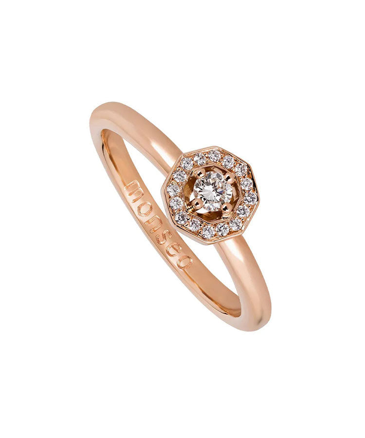 Anel Monseo Solitaire Ouro e Diamantes