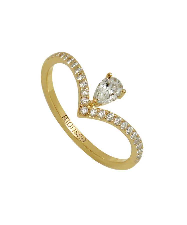 Anel Monseo Tiara Ouro Amarelo e Diamantes
