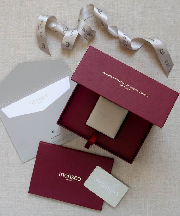 Anel Monseo Moments Ouro Branco, Diamantes e Safira