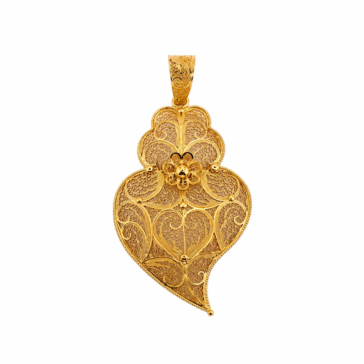 Coração de Viana filigrana ouro 800