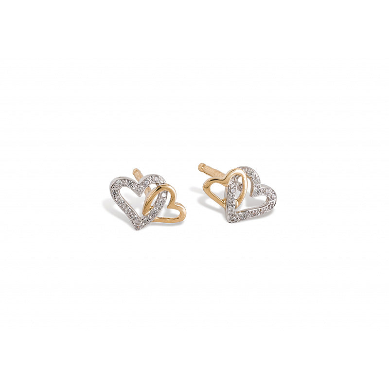 Tornilhos corações bicolor ouro 800