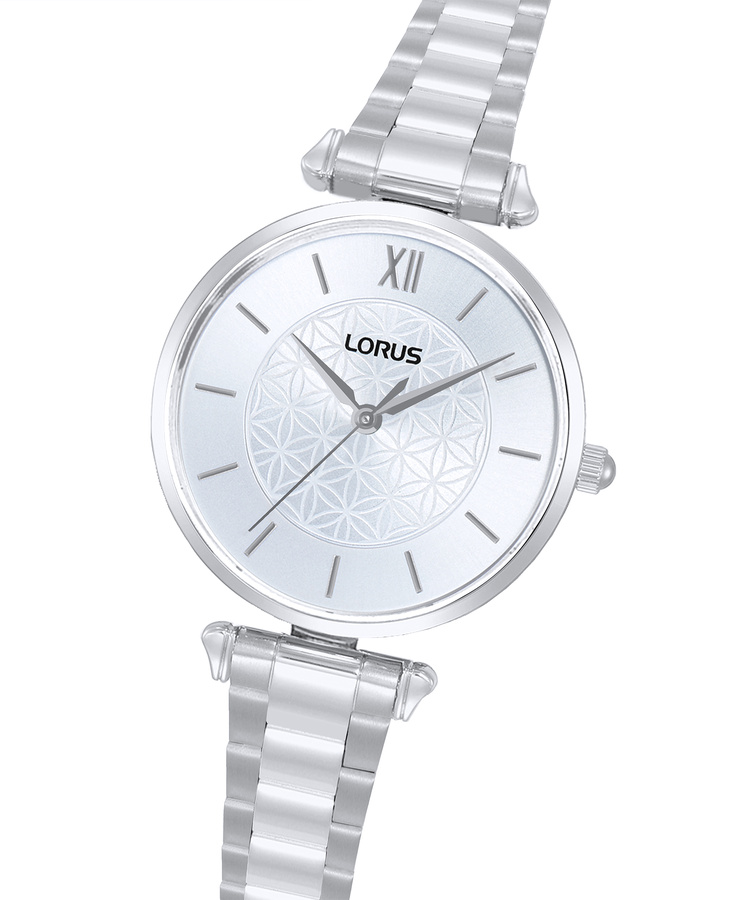 Relógio Lorus Ladies Classic Padrão Geom. Prateado