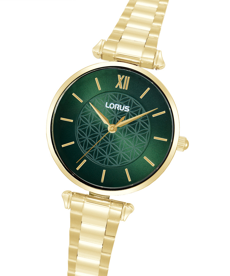 Relógio Lorus Ladies Classic Padrão Geom. Dour.-Verde
