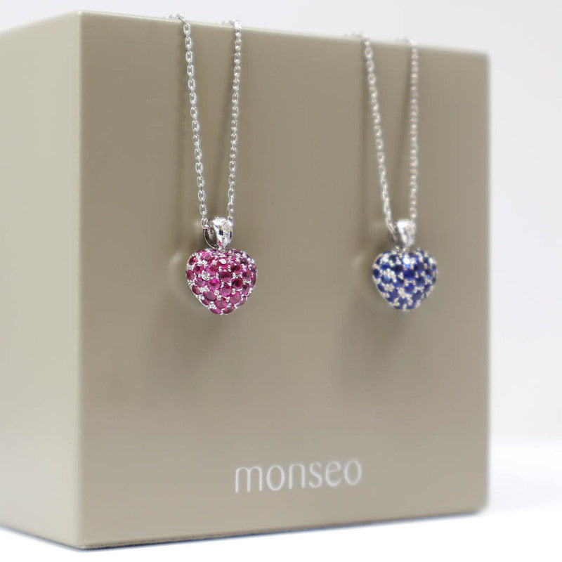 Colar Monseo Bold S Pure Love Ouro e Safiras Rosa