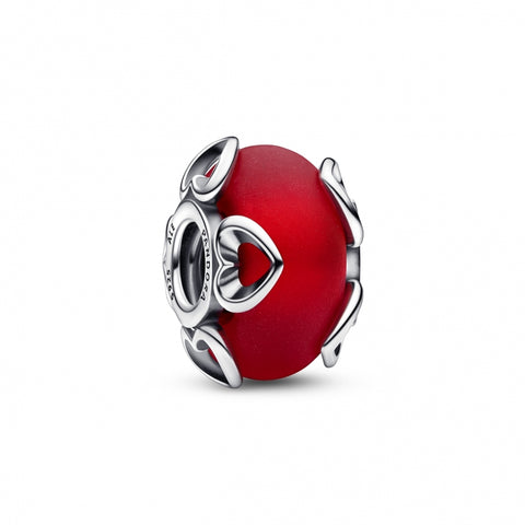 Conta Pandora Murano Vermelho & Corações Conta Pandora Murano Vermelho & Corações