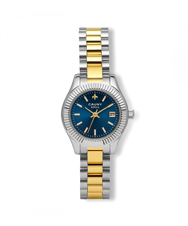 Relógio Cauny Mulher Royal Mini Azul Dourado e Prateado