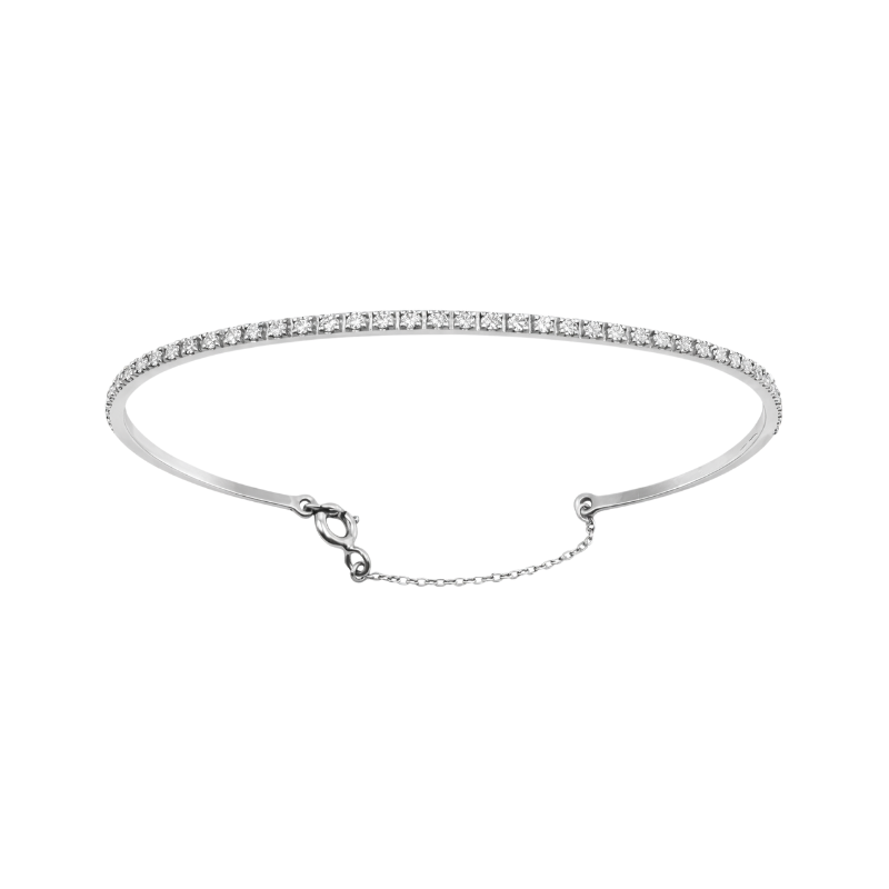 Pulseira escrava diamantes ouro branco 800