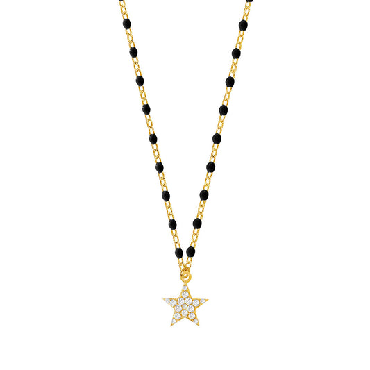 Colar Starry Noir em Prata Dourada