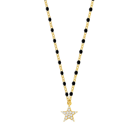 Colar Starry Noir em Prata Dourada