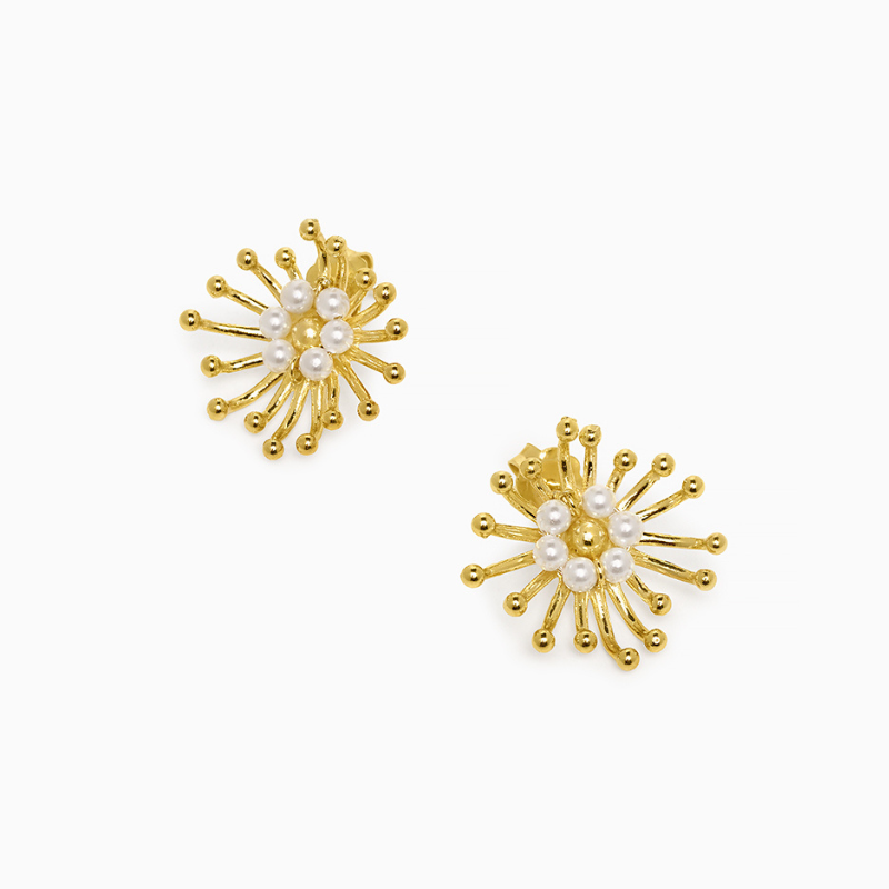 Brincos Fireworks Eugénio Campos Prata Dourada