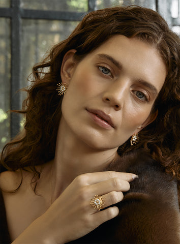 Brincos Fireworks Eugénio Campos Prata Dourada