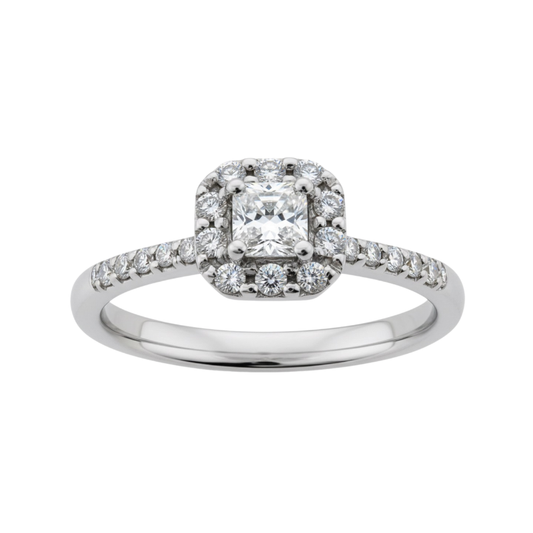 Anel diamantes ouro branco 800