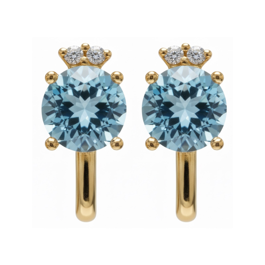 Brincos diamantes e topázios ouro 800