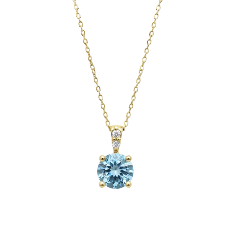 Colar diamantes e topázio ouro 800