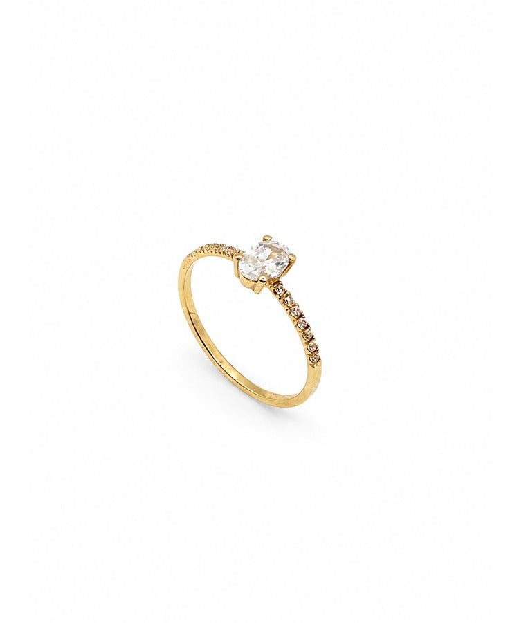 Anel pedra oval ouro 800