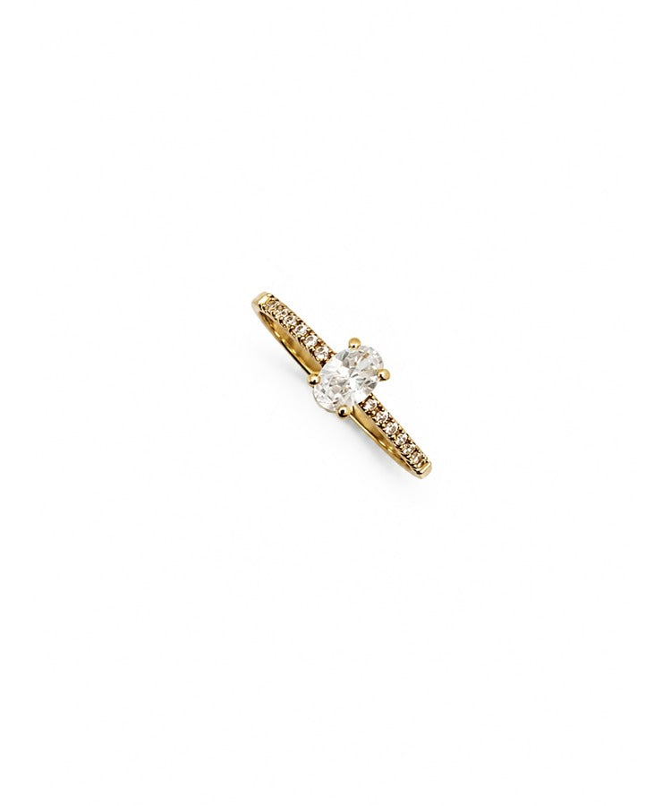 Anel pedra oval ouro 800