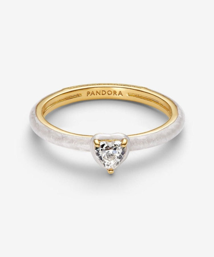 Anel Coração Chakra Branco Pandora