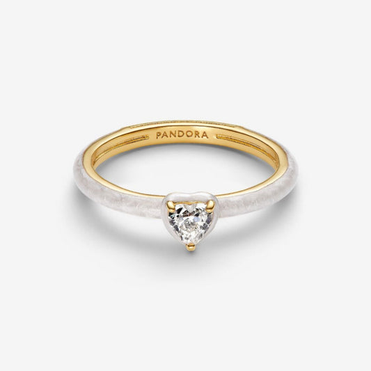 Anel Coração Chakra Branco Pandora