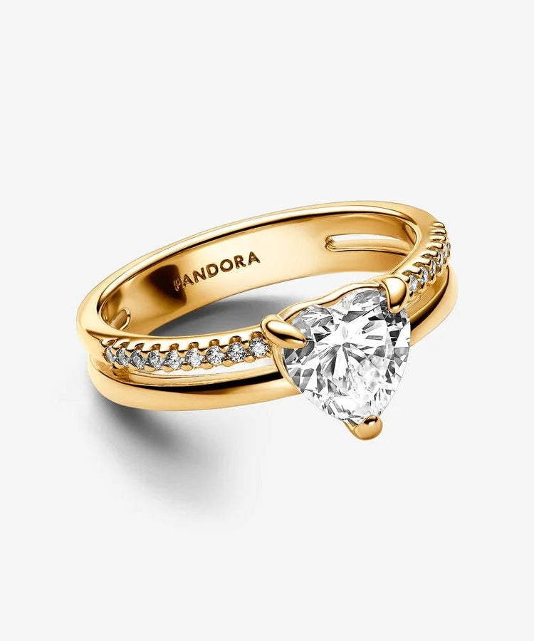 Anel Pandora Shine Double Band Heart