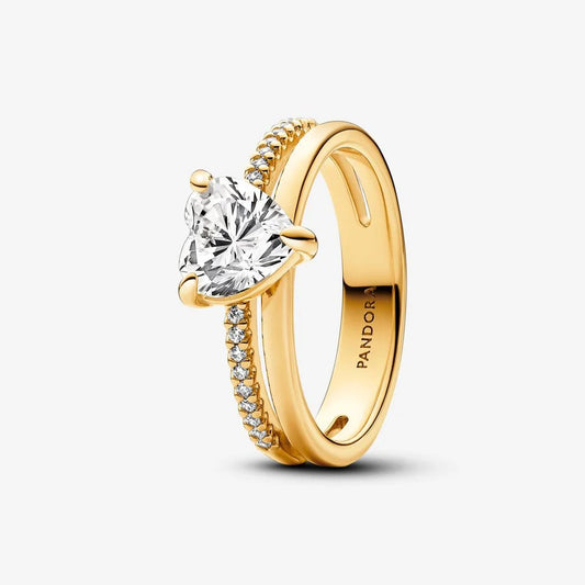 Anel Pandora Shine Double Band Heart