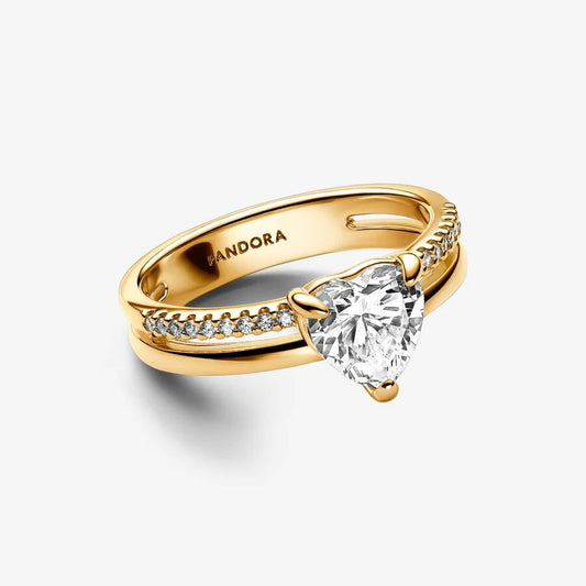Anel Pandora Shine Double Band Heart