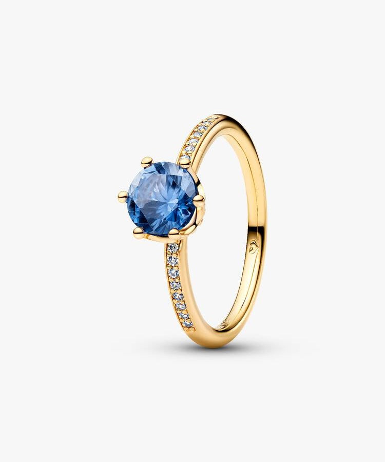 Anel Solitário Coroa Azul Sparkling Pandora