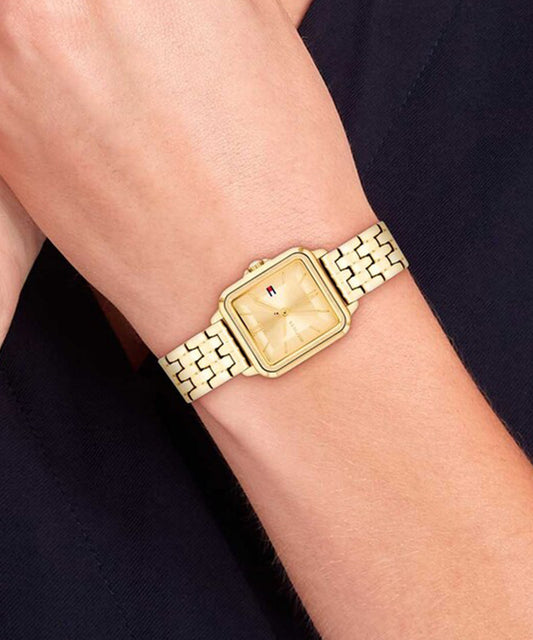 Relógio Tommy Hilfiger Aço Quadrado Dourado