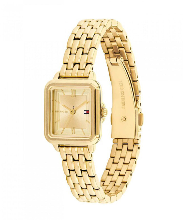 Relógio Tommy Hilfiger Aço Quadrado Dourado