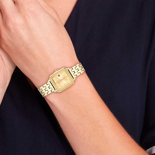 Relógio Tommy Hilfiger Aço Quadrado Dourado