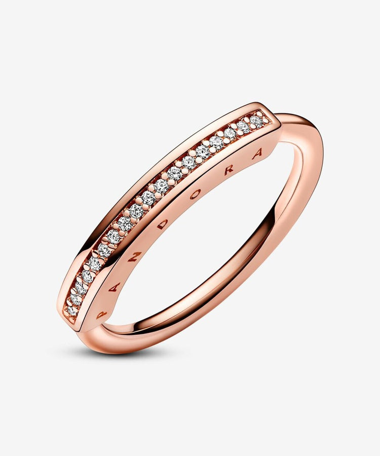 Anel Pandora Rose Signature I-D  Pavé