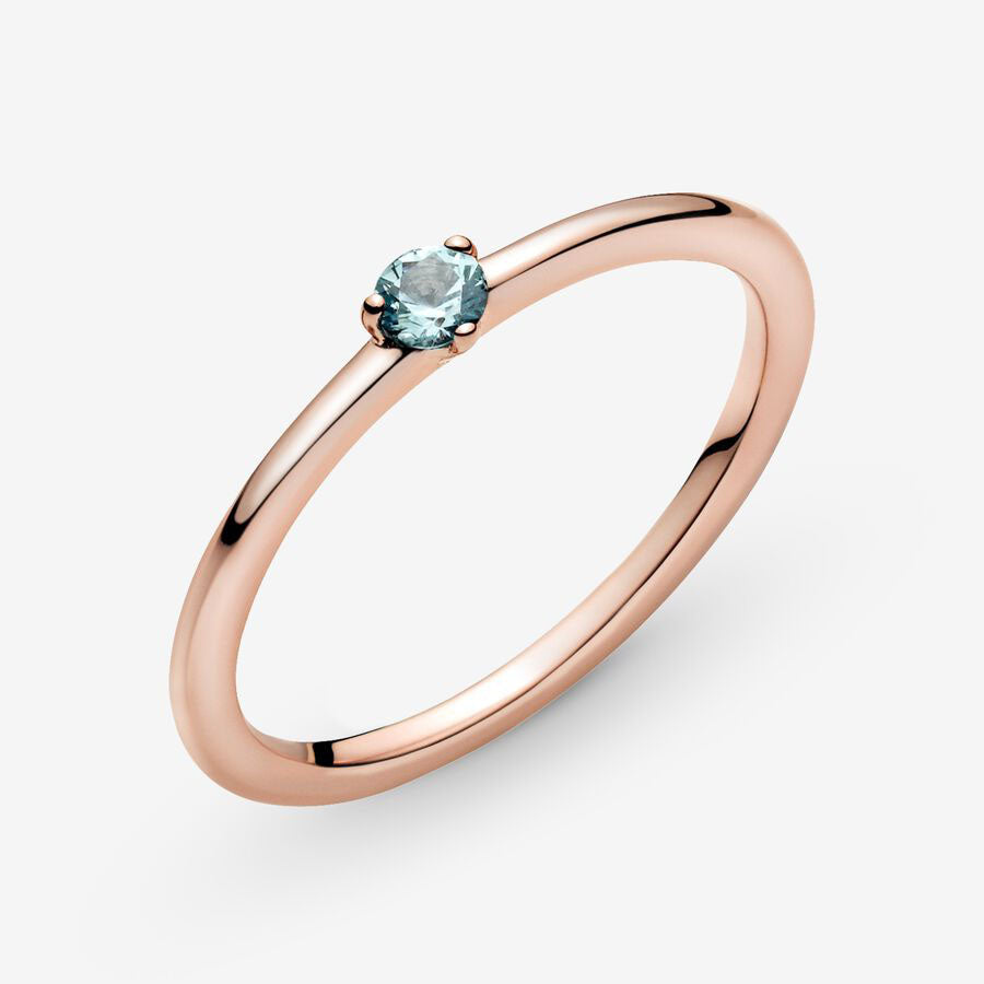 Anel Pandora Rose Light Blue Solitaire