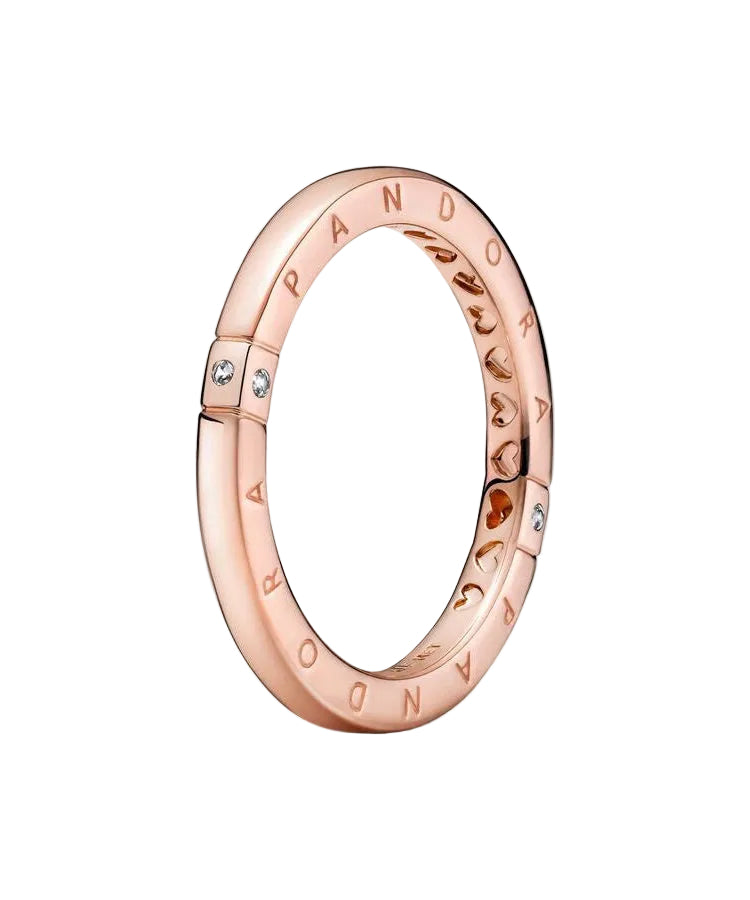 Anel Pandora Rose Logo and Hearts