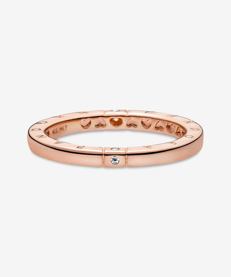 Anel Pandora Rose Logo and Hearts
