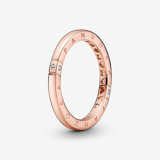 Anel Pandora Rose Logo and Hearts