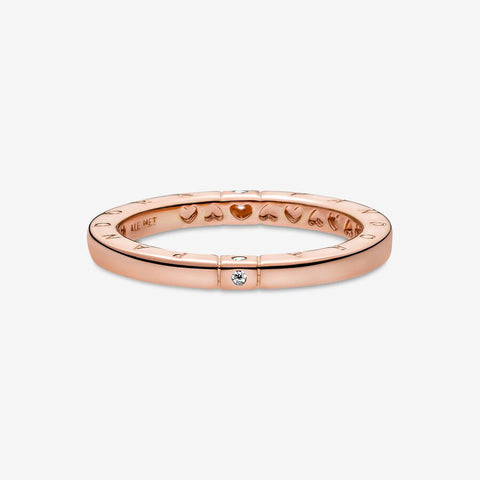 Anel Pandora Rose Logo and Hearts