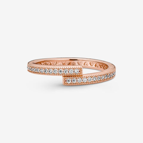 Anel Pandora Rose Sparkling Overlapping