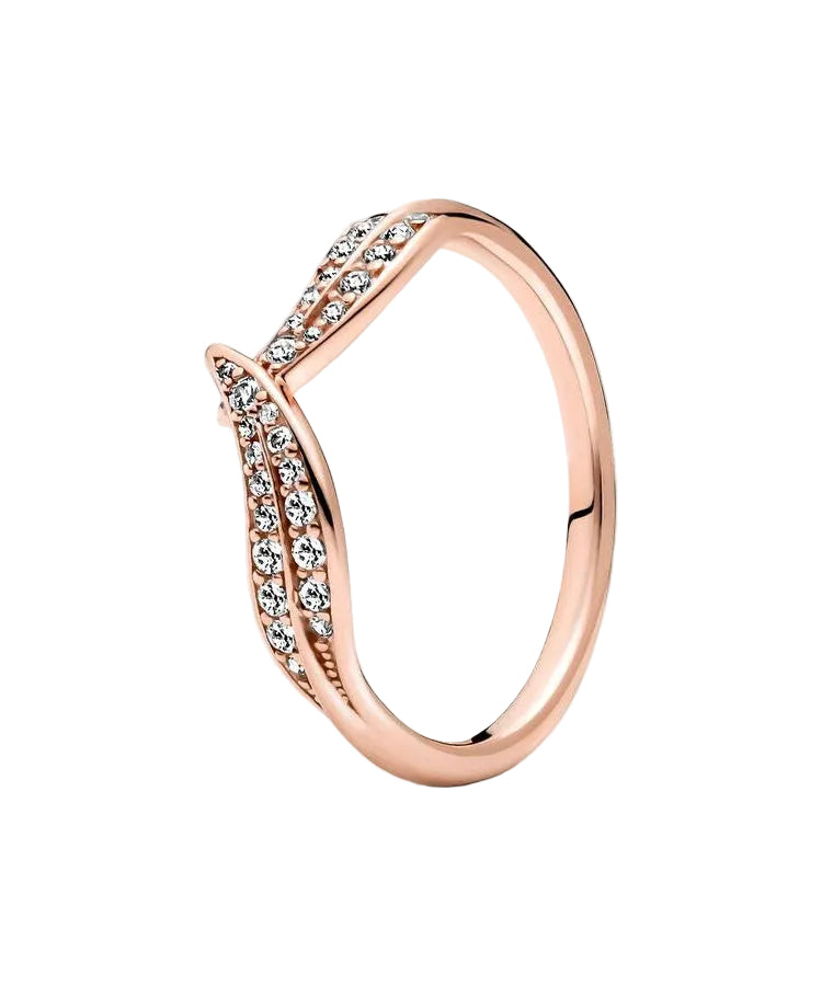Anel Pandora Rose Sparkling Leaves