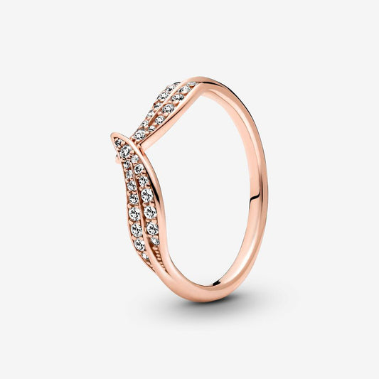 Anel Pandora Rose Sparkling Leaves