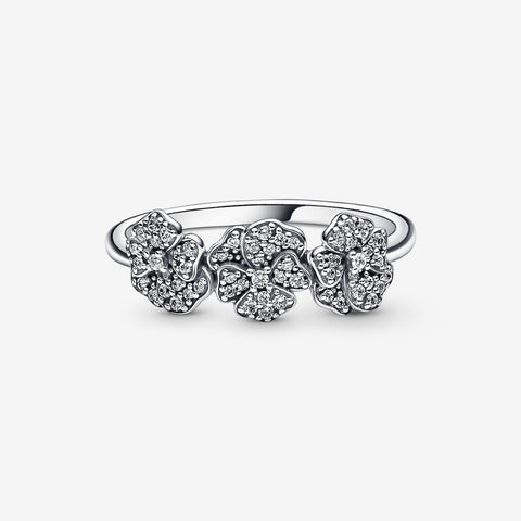 Anel Pandora Triple Pansy Flower