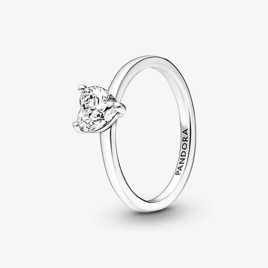 Anel Pandora Sparkling Heart Solitaire
