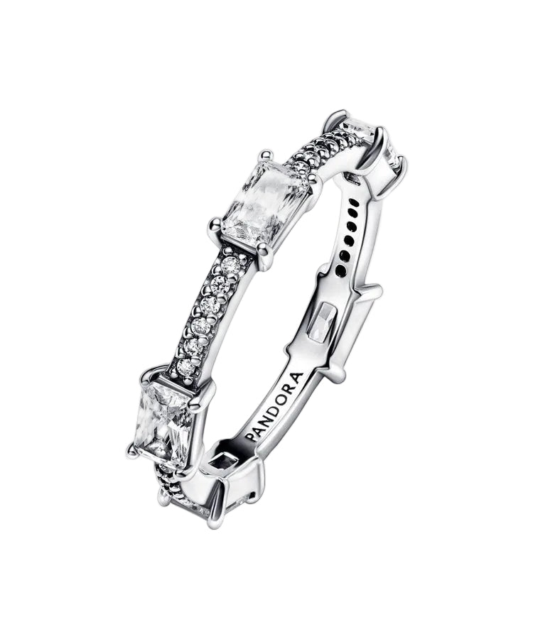 Anel Pandora Rectangular Bars Sparkling  Pavé