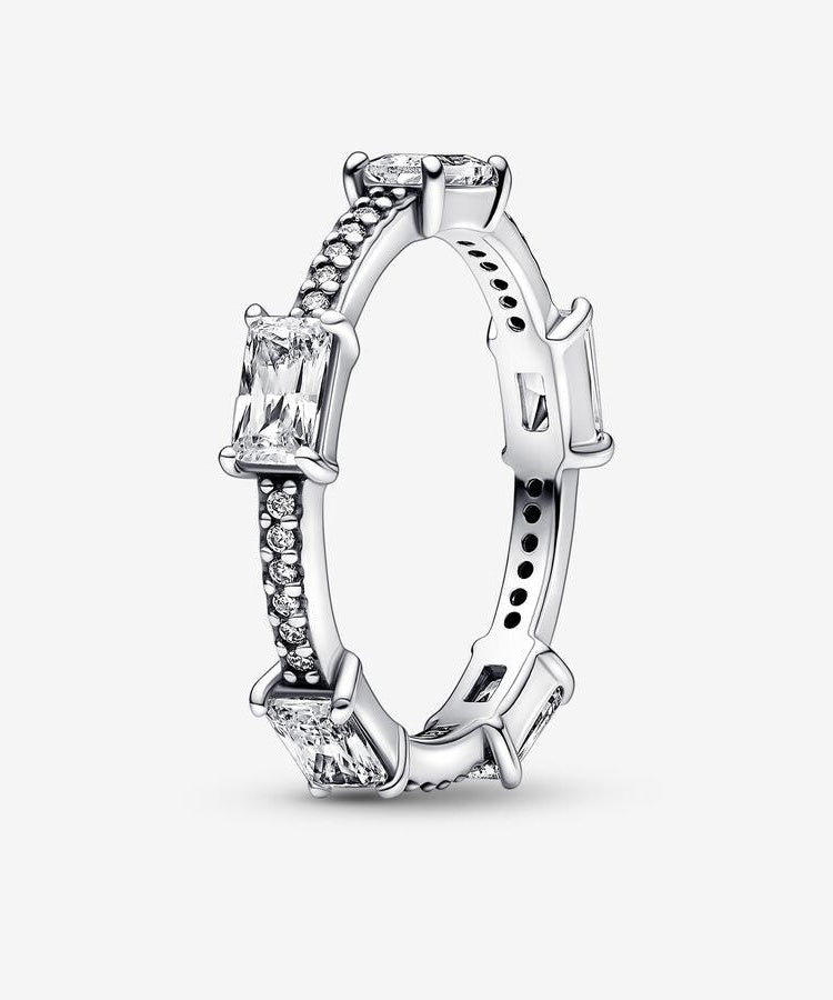 Anel Pandora Rectangular Bars Sparkling  Pavé