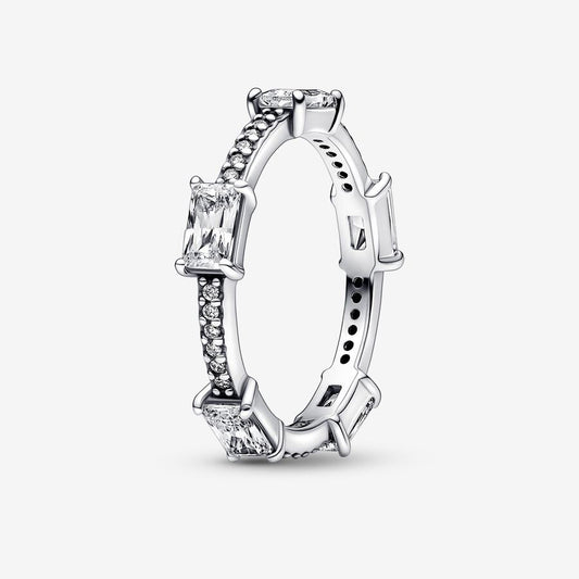 Anel Pandora Rectangular Bars Sparkling  Pavé
