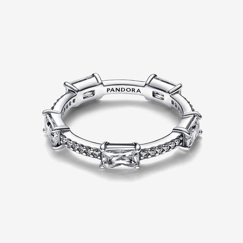 Anel Pandora Rectangular Bars Sparkling  Pavé
