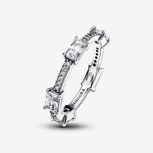 Anel Pandora Rectangular Bars Sparkling  Pavé