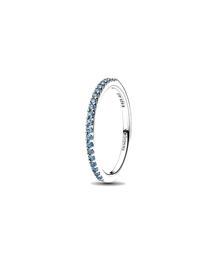 Anel Meio Aro Eternidade Aquamarine Brilhante Pandora