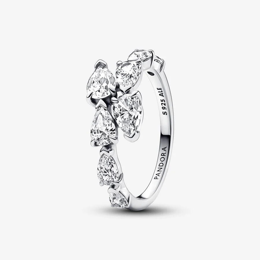 Anel Pandora Sparkling Overlapping Band