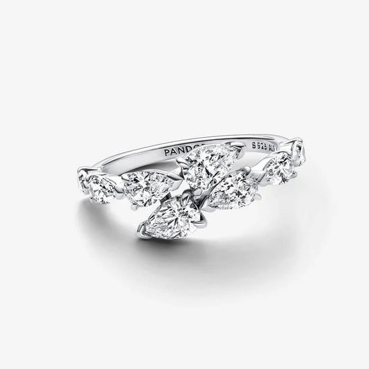 Anel Pandora Sparkling Overlapping Band