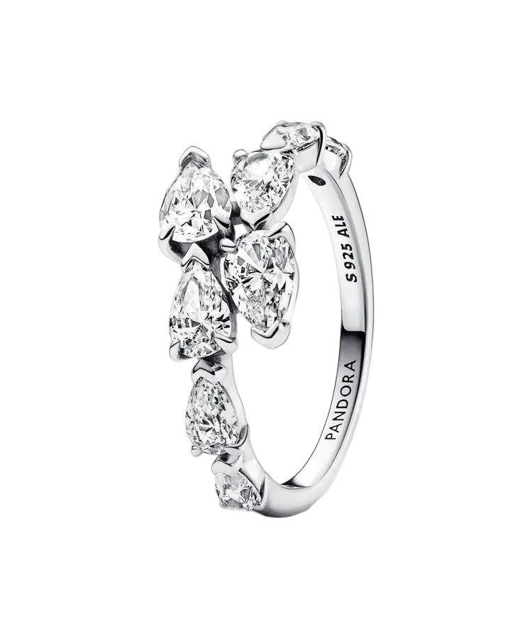 Anel Pandora Sparkling Overlapping Band