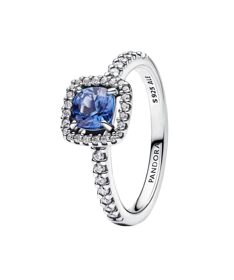 Anel Pandora Sparkling Square Blue